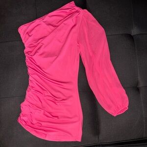 SHEIN Hot Pink Ruched One-Shoulder Dress